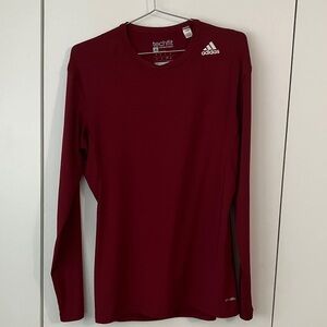 adidas Men's Techfit Long Sleeve Performance Top - Deep Red